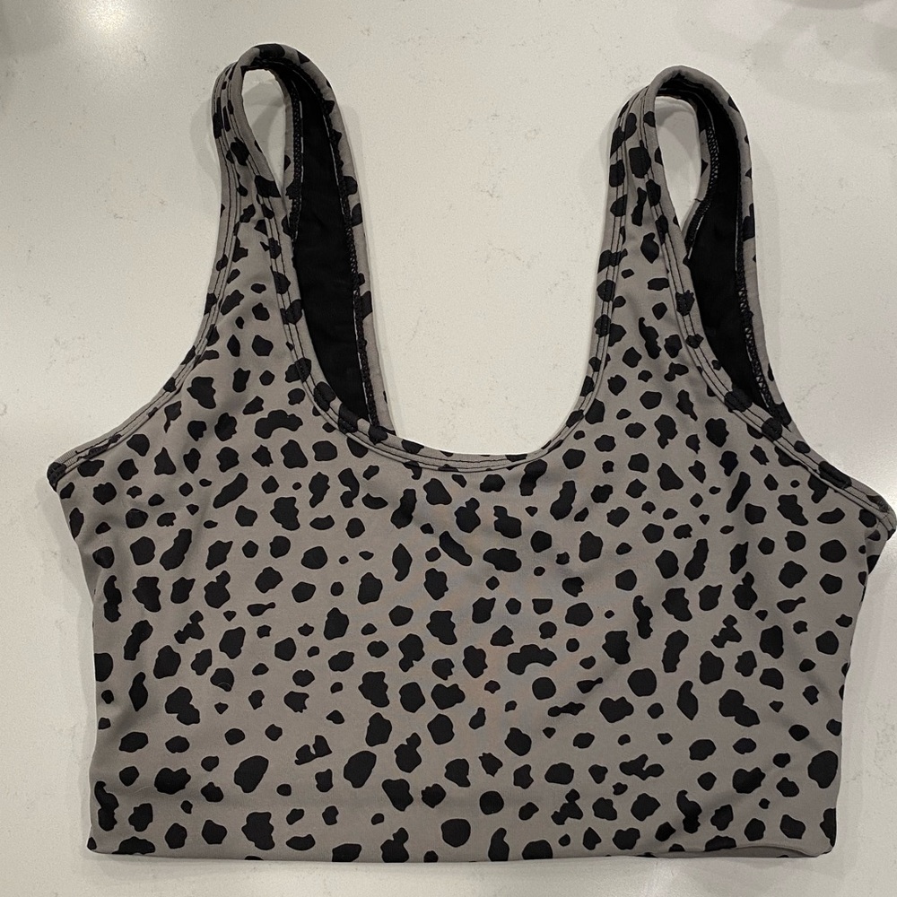 Balance Athletica Kingdom Sports Bra Gray and Black Print S